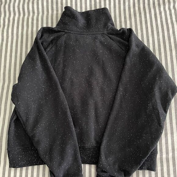 Under Armour Women's Black Fleck Rival Fleece Wrap Neck Loose Cropped Pullover S - Picture 7 of 7